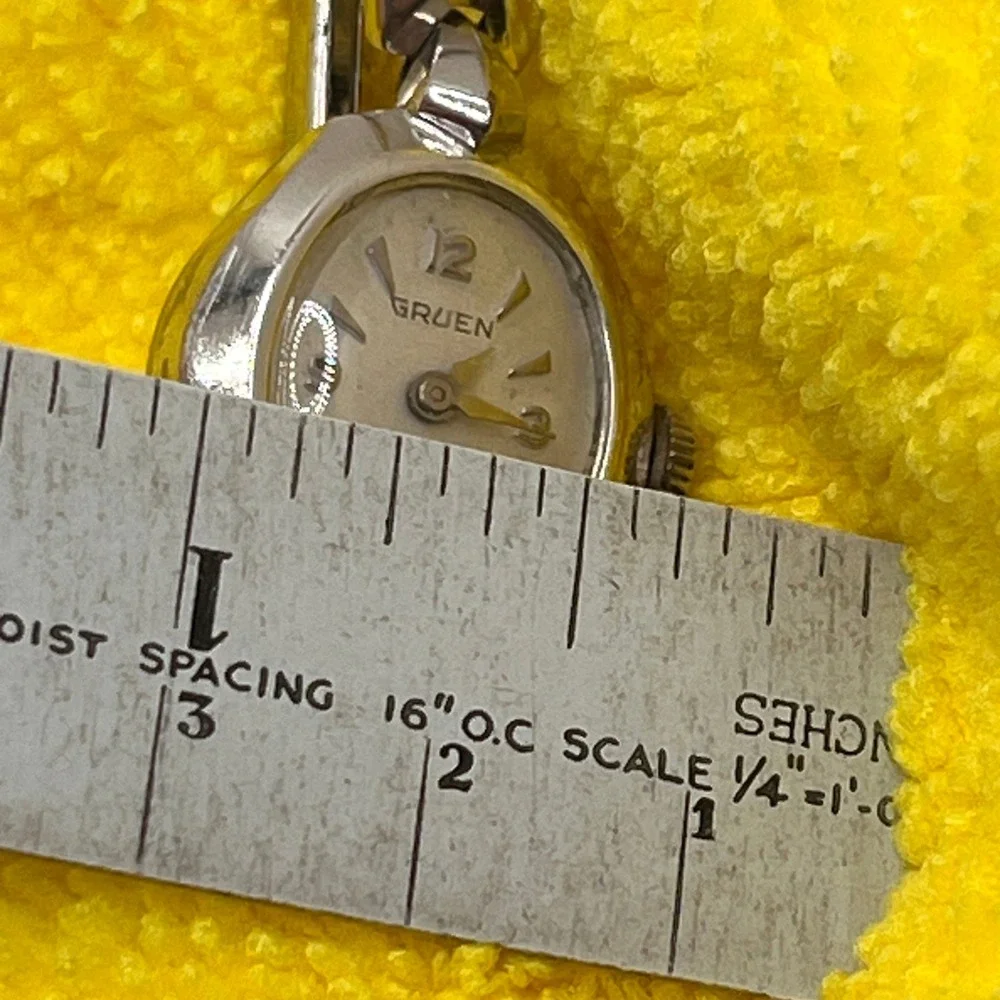 VTG Gruen 1940-50's Watch Womens Silver 10K Gold Filled Dremaus Rolled Gold Band